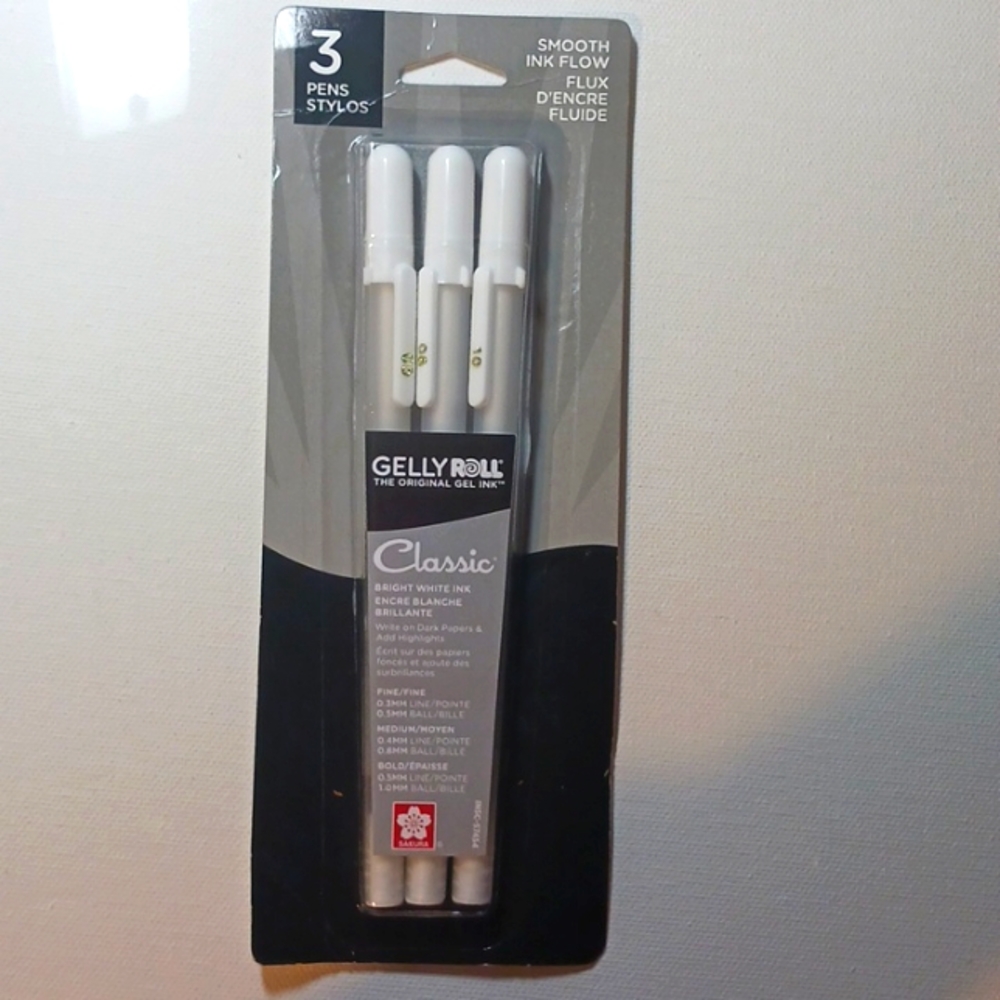 Gelly roll Classic bright white ink 3 pack